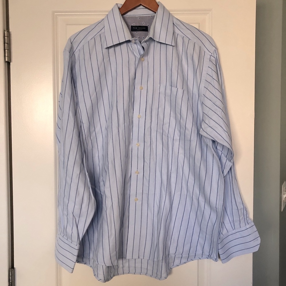 Ted Baker Blue Stripe Button Down Dress Shirt